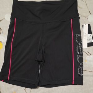 Bebe Black Bike Shorts with Pink Trim